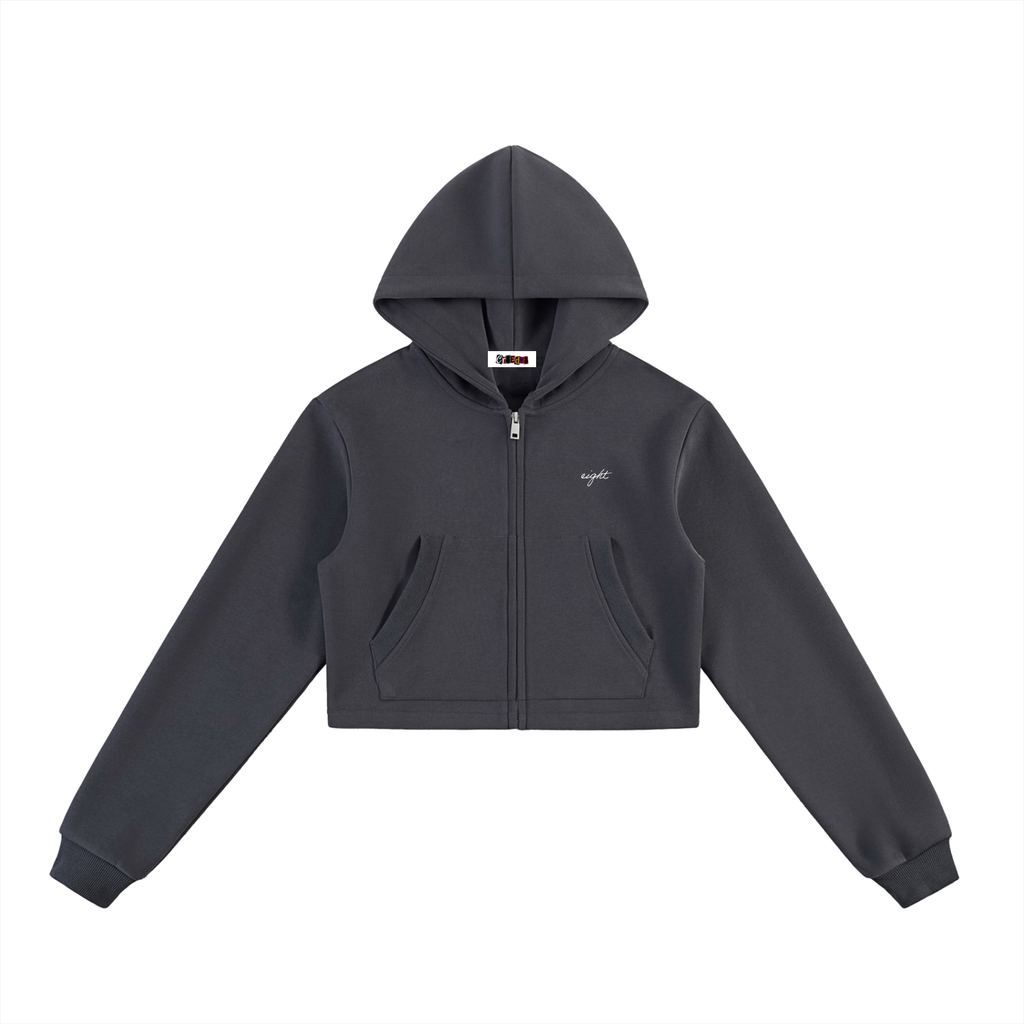 WOMEN CROPPED ZIP-UP HOODIE 001